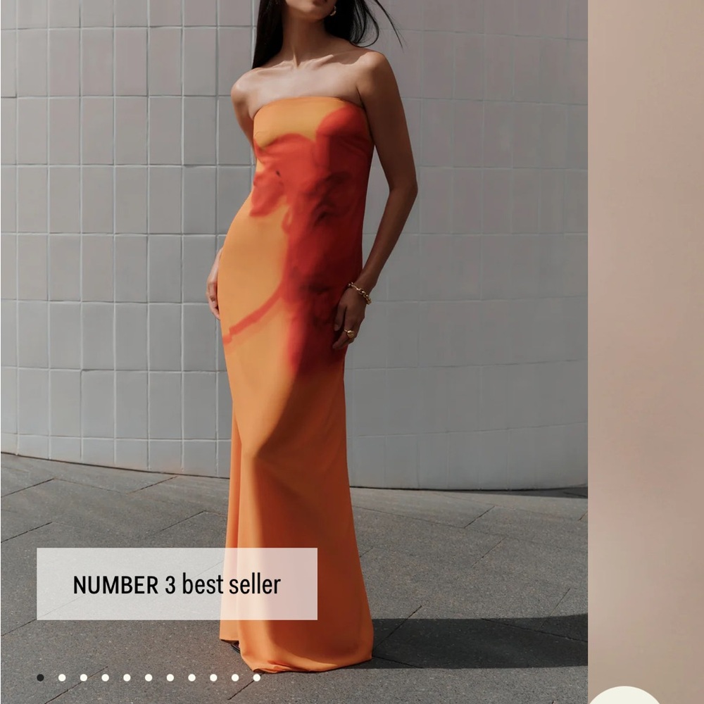 Meshki - Orange Strapless Dress - Size M
